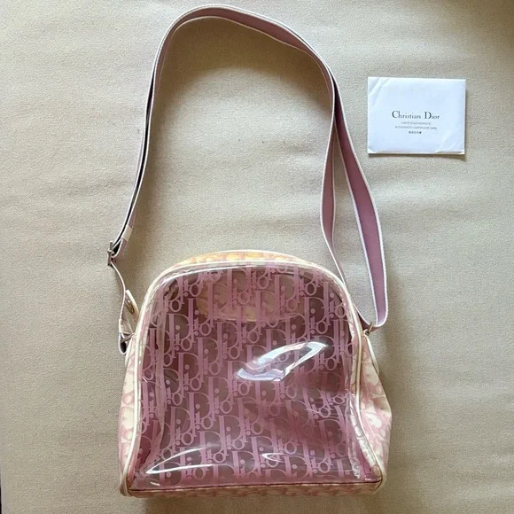 Dior Vintage 2000’s Pink Transparent Monogram Crossbody Bag - Picture 2 of 8
